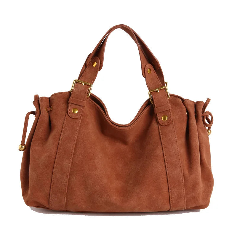 Suede bowling bag
