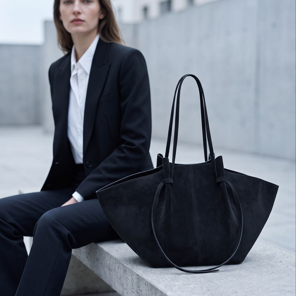 Solange - Suede tote handbag